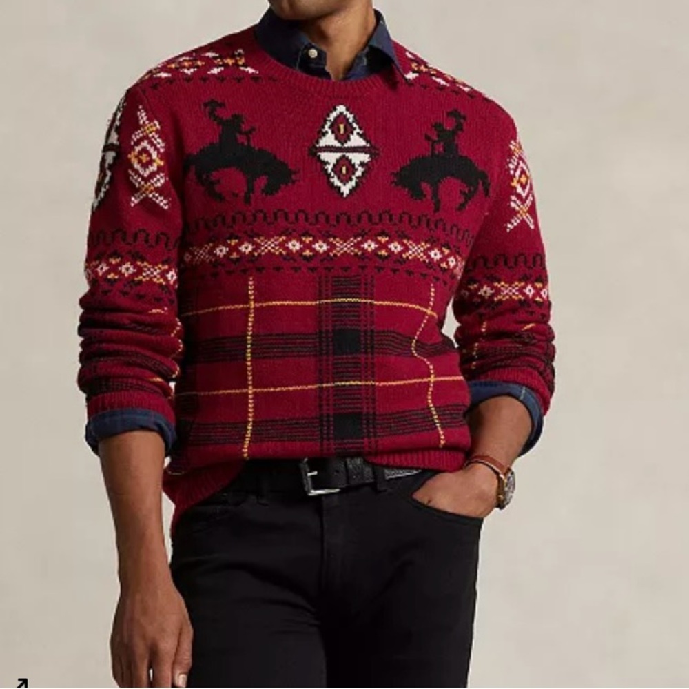 Ralph Lauren Western Inspired Fair Isle Sweater L NWT